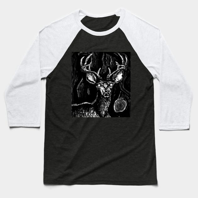 Ink Drawing Deer Baseball T-Shirt by TerezaValkova